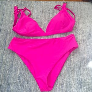 Neon pink high waisted bikini - never worn